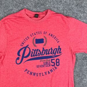 Pittsburgh T-Shirt Mens Size L Red Heather‎ Graphic Tee Pennsylvania Tourist USA